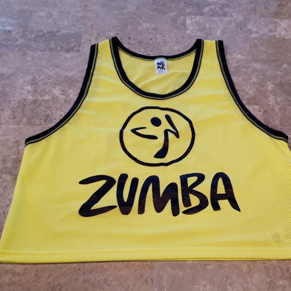 Zumba Fitness Yellow Black Mesh Tank Crop Top